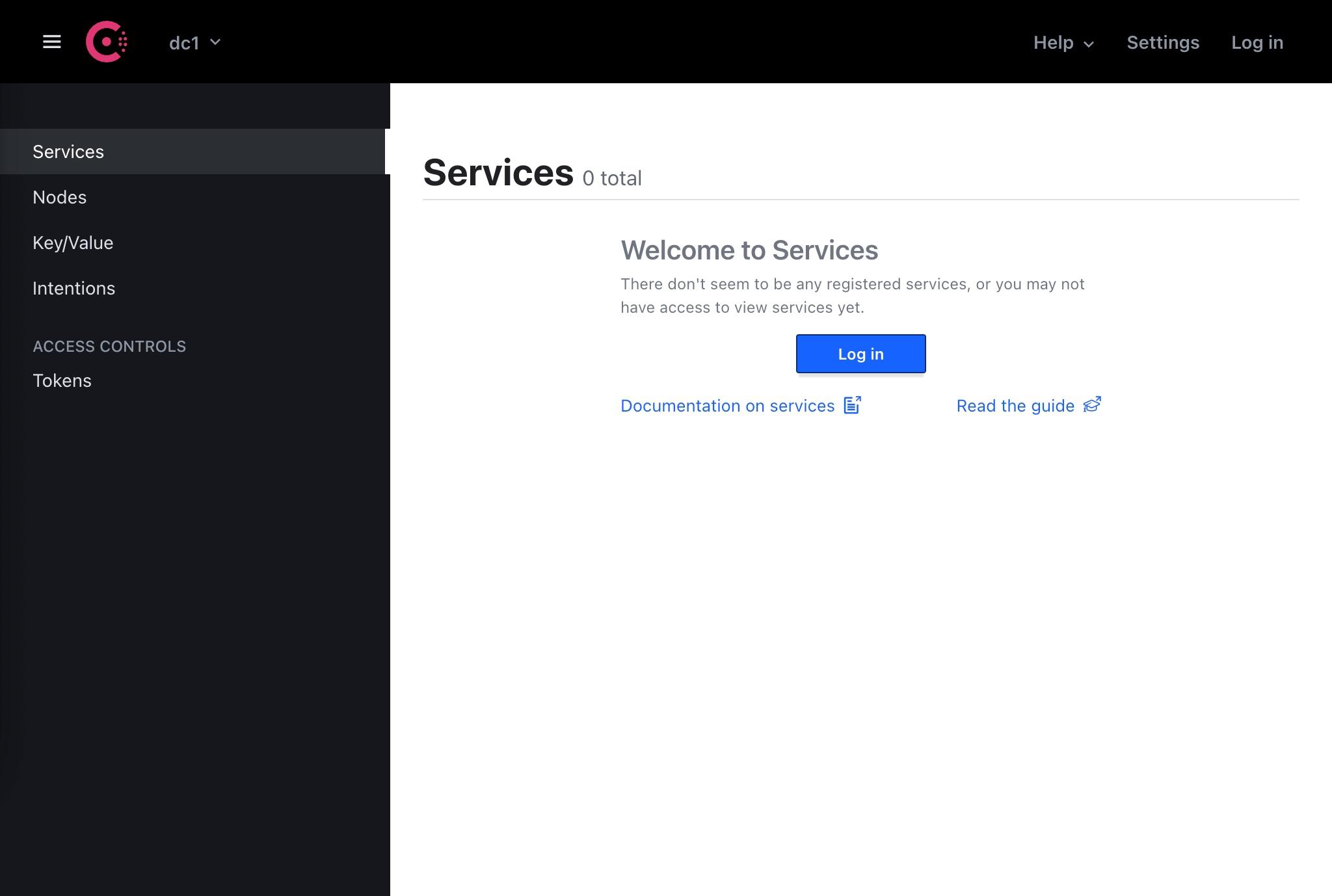 Consul UI Services page